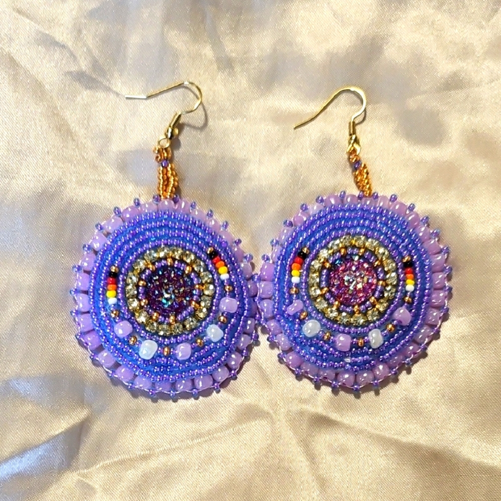 Vibrant Purple Beaded Earrings